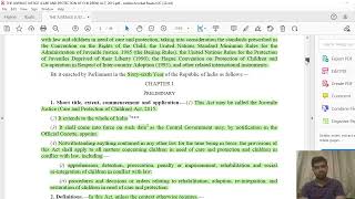 THE JUVENILE JUSTICE (CARE AND PROTECTION OF CHILDREN) ACT, 2015 Chapter 1 part 1