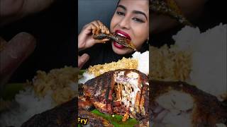 ASMR eatin spicy big fish fry, fish curry, rice, mathi fish fry asmr eating muckbang