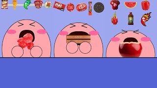 Kirby Animation - Eating Giant Chocolate, Giant Food, Red Food Mukbang Complete Edition