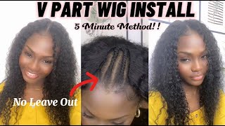 5 MINUTE V PART WIG INSTALL | CROCHET METHOD | NO LEAVE OUT + HOW TO REMOVE WIG | Alipearl Hair