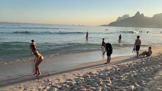 4K Beach tour -  A Hot day at Leblon Beach in Brazil. June 2024