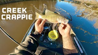 Crappie Fishing Winter Creek in the BUDGET JON BOAT (NEW GOPRO!)