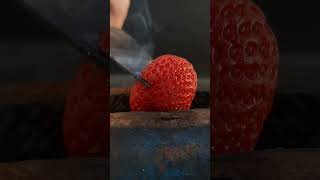 hot knife vs strawberry #satisfying #experiment #hot #knife #strawberry