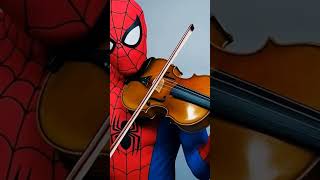 Spiderman plays violin with artificial intelligence technology