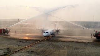 MASSIVE Water Cannon Salute for IndiGo ATR 72-600 (VT-IYA) at DELHI IGI Airport [FULL Video]