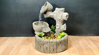 Cemented table top waterfall fountain using cement and sand