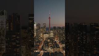 Dundas Square and CN Tower at night | Drone Pilot Toronto  #djiinspire3