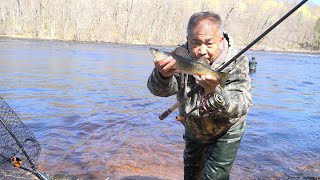 Walley Fishing In Wisconsin River/peb  nuv ntses nyob wisconsin