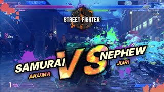 SF6 → Samurai (Akuma) vs Nephew (Juri) - Street Fighter 6