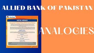 Analogies MCQ'S |Allied Bank Of Pakistan|