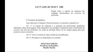 lei 6839, de 1980 Legislação aplicada ao CFQ