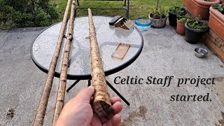 Starting the Celtic deer antler staff project .Steam straightening the shafts.