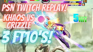 MvC2 - PSN Twitch Replay - 3 FT10's vs Crizzle! 03/24/24