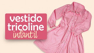 Vestido INFANTIL de inverno - MANGA LONGA -  Passo a Passo com modelagem