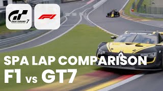 Spa Francorchamps Lap Comparison - F1 vs GT7 - GT3