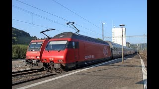 Viel Verkehr im Bahnhof Gelterkinden am 22.08.2018