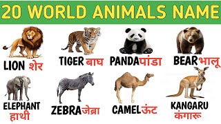 20 World animals name in Hindi and English with picture||20 जंगली जानवरों के नाम|#wild animals