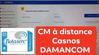 comment envoyer un contrôle médical à distance CASNOS à travers DAMANCOM Exemple BETASERC