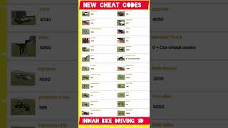 Indian Bikes Driving 3D All Vehicle Cheats Codes #shorts #short #indianbikedriving3d #cheatcodes