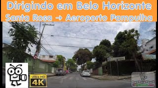 🚙 BR | ⁴ᴷ Dirigindo Belo Horizonte Santa Rosa ➜ Aeroporto Pampulha | V-00273D | Driving in Brazil