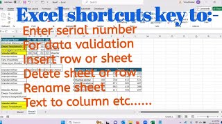 Excel Shortcuts key #excel shortcut #excel tutorials in Hindi