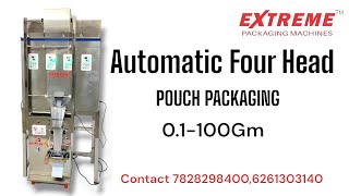 Automatic Four Head Pouch Packaging !! 0.1-100 Gm !! High Speed Packaging Machine