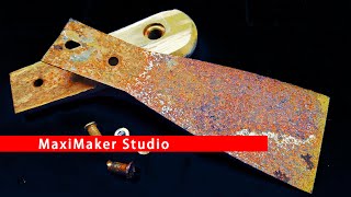 1$ Rusty Putty knife Restoration, electrolyze, polish, Electrolytic rust removal, knife sharpening