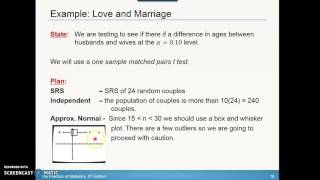 8.3 Tests about a Population Mean - Matched Pairs Part 2