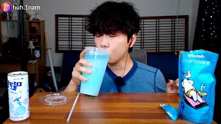 편의점 꿀조합 밀키스 + 블루레몬에이드 !!! 왕 차가워.... Eating Sound Mukbang ASMR