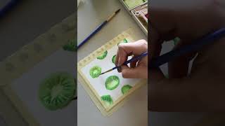 How to watercolor a kiwi #easyart #shorts