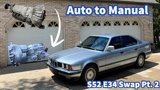 Manual Swapping the E34 and Prepping the Engine Bay for S52 | E34 S52 Swap Pt. 2