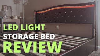 HIFIT Smart LED Platform Bed Frame 4 Storage Drawers Review | Glam Style Storage Bed | Glam Bed Set