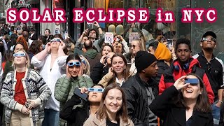 Watching the 2024 solar eclipse in NYC, Manhattan, 6th Avenue and Bryant Park