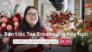 Bàn tiệc Tea Break cùng hoa tươi tô điểm cho lễ khai trương của Rich Products | PITO