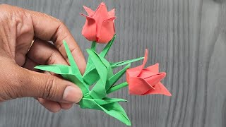 Tulips 🌷,  DIY paper Tulips,  kids fun summer crafts, simple and step-by-step tutorial.