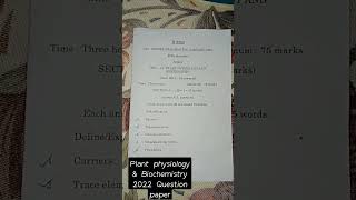 #Plant physiology and Biochemistry Question paper #botany paper #3rd year third year sixth semester