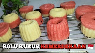 TANPA TELUR TANPA MIXER, BOLU KUKUS KEMERDEKAAN RI, RASA VANILA RED VELVET, ENAK DAN EMPUK