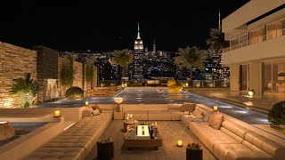 Soothing Nightfall Jazz Escape - 4K Relaxing Atmosphere in a Chic Lounge for Peace, Study