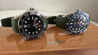 Wristbuddys FKM Green Rubber Straps for Omega Seamaster Professional Diver 300M & Tudor Black Bay 58