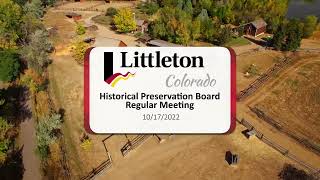 Historical Preservation Board - Regular Meeting 10/17/2022