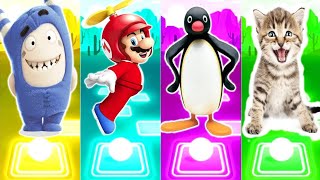 Oddbods VS Super Mario VS Penguin VS Cute Cat | Tiles Hop EDM Rush