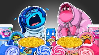 INSIDE OUT 2 - SADNESS x EMBARRASSMENT Best of Dessert BLUE PINK Food Mukbang Animation | ASMR