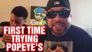 FIRST TIME TRYING POPEYE'S CHICKEN SANDWICH | MUKBANG W/CUZO | BALLIN' ON A BUDGET!!