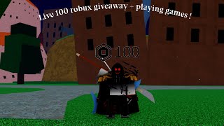 Live 100 robux giveaway + playing multiple games !