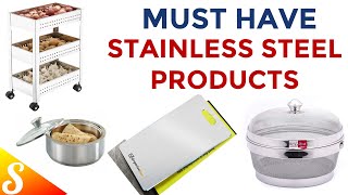 12 Must Have STAINLESS STEEL PRODUCTS For Your Home | Starting From Rs.65