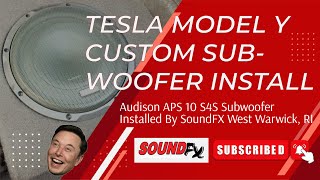 Tesla Model Y Bass Upgrade: Audison APS 10 S4S Subwoofer Custom Box Installed - SoundFX Rhode Island