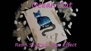 Watch Me Resin: Laser Cut Wooden Ocean Cat, Resin Translucent Stained Glass Effect