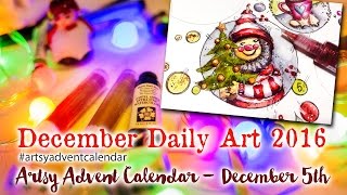 Artsy Advent Calendar 2016 - December 5th - Watercolor Christmas Gnome