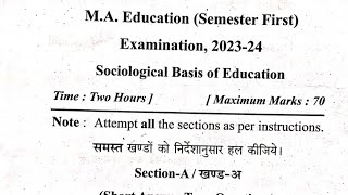 MA(Education) Sociological Basis of Education 1st Semester//previous year question paper//2nd Paper