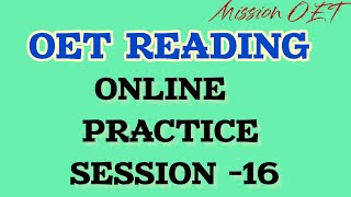 OET READING PRACTICE SESSION ONLINE | #oet #oetreading #oetexam